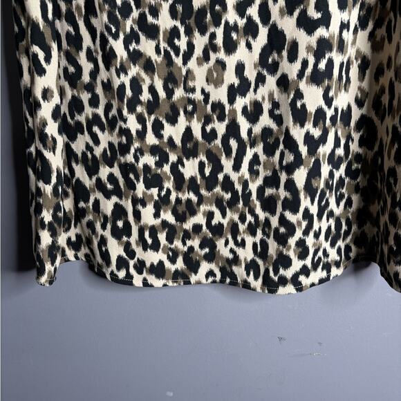 Halogen Brown and Black Leopard Print Sleeveless Blouse With V Neckline Size M - Picture 3 of 6